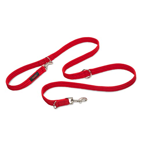 Correa de adiestramiento HALTI - Correa multifunción con doble enganche, ideal para antitirones Entrenamiento canino. Cómoda de sostener. Apta para perros medianos y grandes (Talla L, Rojo)