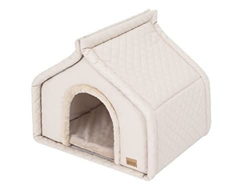 Caseta para perros, gatos, cueva para perros, gatos, caseta para perros, caseta para gatos, cueva, cojín para perros, cojín para gatos, tamaño R1, 42 x 32 cm, color beige