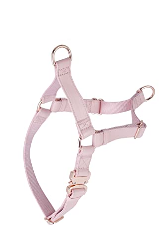 Arnés de Nailon de Cuero Suave sin tirones para Perros con Hebilla de Metal Oro Rosa, Ajustables y fácil de Limpiar, para Entrenamiento de Perros pequeños, medianos y Grandes y al Aire Libre