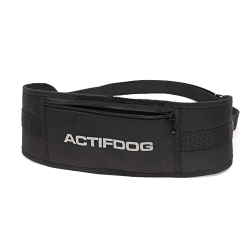 ACTIFDOG Cinturón CanicroSS, para correr, con perro, muy ligero, manos libres, ajustable, logotipo reflectante (L:100-120 cm, negro)