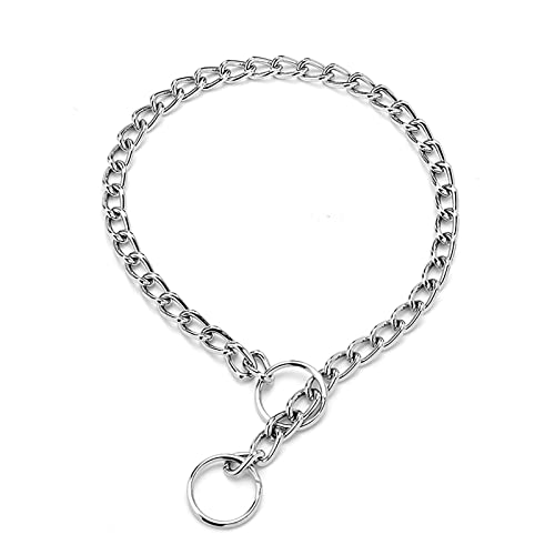 Momeski Collar de Perro de Metal Collares de Cadena para Perros Collar de Perro de Acero Collar Deslizante Entrenamiento de Mascotas Collar para Caminar, 55 cm