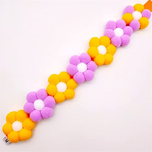 Pet Shiba Inu Corgi - Collar de flores de arco iris para gatos y perros, collar de bola ajustable para perros o gatos (tamaño S, color: amarillo morado)