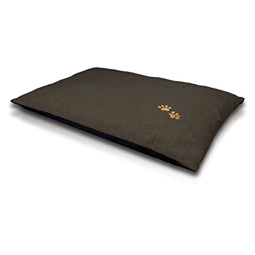 Cama para Perros Interior y Exterior - Colchoneta para Perro Pequeño y Mediano Lavable, Desenfundable y Resistente - Colchón para Perros y Gatos (S (40x60cm), Marrón)