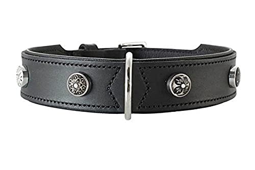 HUNTER Yuma Collar de Perro Cuero Personalizado Suave 65 (L), Negro