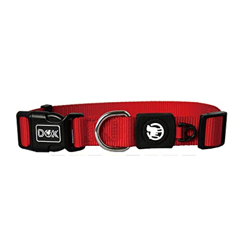 DDOXX Collar Perro Nylon, Ajustable | Muchos Colores & Tamaños | para Perros Pequeño, Mediano y Grande | Collares Accesorios Gato Cachorro | Rojo, M