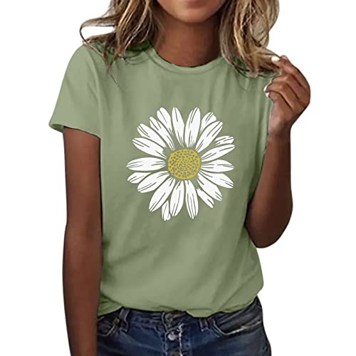 Camiseta de Verano de Girasol para Mujer, Blusa Holgada de Talla Grande, Camisetas Casuales gráficas de Manga Corta para Chica Camiseta Mujer De Perros