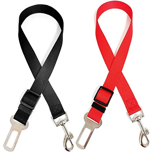 Cinturón de Seguridad de Coche para Perro 2 Unidades, Anclaje Universal, Ajustable para Arnés y Collar de Mascotas, Enganche Fácil, Gatos, Perros, Cualquier Mascota