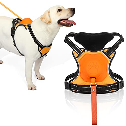 Wildpark Arnés para Perros con Correa retráctil, arnés Reflectante Ajustable Anti-tirón, sin Asfixia con manija de Control fácil para Entrenamiento y Caminata, L