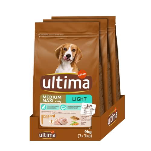 Ultima pienso para perro Medium-Maxi Light con pollo, 3 kg, 3 Unidades ( Paquete de 1)