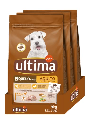 Ultima Pienso para Perros Adultos Mini con Pollo - 3 x 3kg: Total 9kg