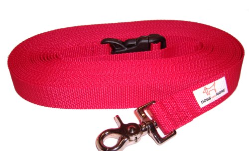 Dogs and More – Correa de Perro Extensible y con Lazo de Mano para Abrir/Correa de Entrenamiento/Correa de adiestramiento = > 15 Metros en Rojo