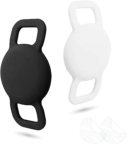 Funda protectora de silicona para AirTag,2 unidades de silicona compatible con Apple Airtag GPS Finder Collar de perro, soporte para bucle para Apple Air_Tags, Apple Airtags, negro y blanco