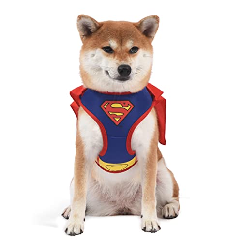 DC Comics Arnés para perros de Superman para mascotas | Arnés para perro de Superman sin tirón | Arnés para perro con capa de Superman | Ropa y accesorios para perros pequeños, talla S