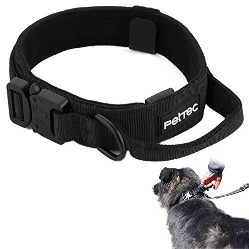 PetTec Collar para Perros Grandes - Grande, Ajustable, Nylon D200, Acolchado de Neopreno - Collares Ajustables con Asa, Anilla en D y Hebilla de Liberación Rápida - Resistente al Exterior - 51-61cm