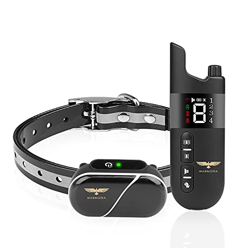 Massora Collar de adiestramiento para Perro con Control Remoto – Alcance de 610 m – con Vibración y Sonido – Sin Choque Estático – Impermeable y Recargable