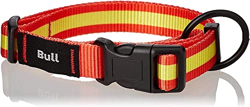 Collar de Seguridad para Perros Grandes T3 - 33 - 50 x 2 cm - Fabricado en Nylon - Diseño Bandera de España - Talla L - Muy Resistente y Confortable - Accesorios para Perros - Consentida