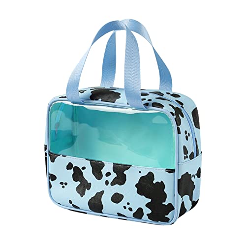 Arnés grande para perros con bolsillos transparente portátil bolsa de almacenamiento de cosméticos de viaje impermeable de gran capacidad bolsa de cosméticos con impresión de vaca bolsa de