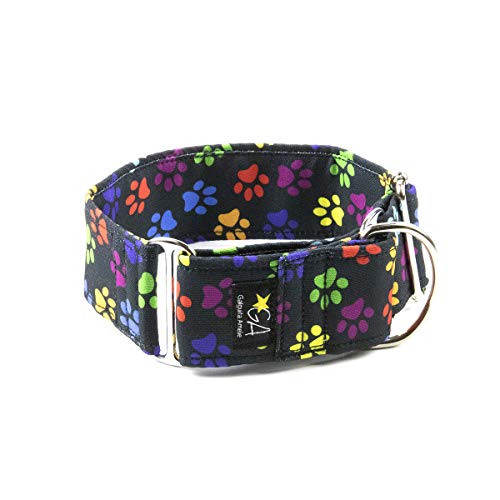 Galguita Amelie, 4cm Ancho Talla L (40cm - 49cm), Collar para Perro antiescape. Huellas.