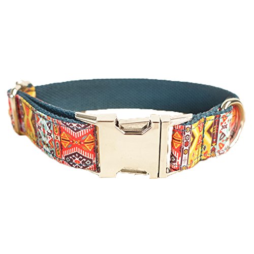 TVMALL Collar de perro ajustable de nailon para mascotas, regalo creativo, estilo étnico, adecuado para perros grandes/medianos/pequeños (cian, XL)