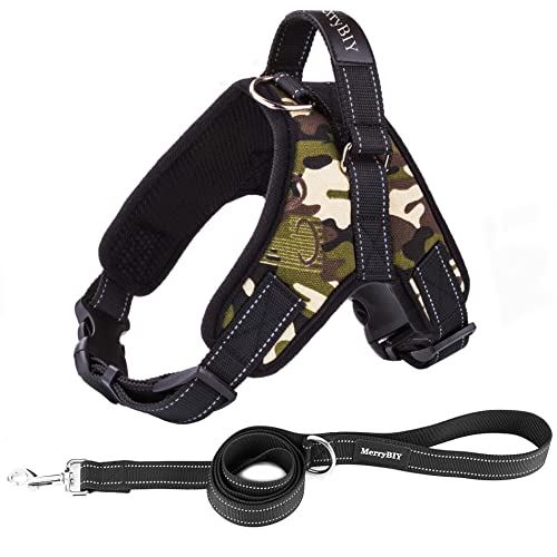 MerryBIY Arnés Perro con Correa, Perros Pecho de Arnés Mascotas Reflectante Acolchado Dog Vest Harness Ajustable Arnes Seguridad Chaleco Cabestro para Ejercicio de Caminar Formación Corriendo