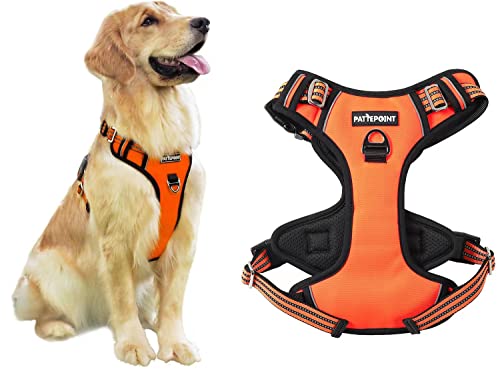 Pattepoint Arnés para Perros para Entrenamiento para Caminar, Chaleco Ajustable para Mascotas con Asa, Arnés para Perros a Prueba de Escape para Perros Medianos y Grandes Naranja -XL