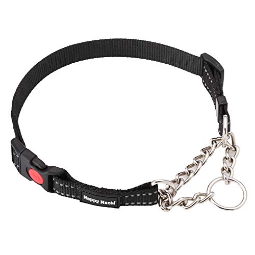 PETTOM Collar Antitirones para Perro Martingale Collar Estrangulador con Hebilla de Cierre de Seguridad Anillo de Metal, Reflectante Ajustable Collar para Perros Pequeños Medianos Grandes