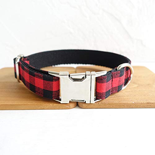 Gulunmun Collares para Perro Hechos a Mano, Suaves y cómodos para Mascotas, Ajustables   con Hebilla de Metal   Collar de Lujo para Perros pequeños medianos Grandes para Mascotas Rojo, XS