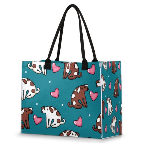 Bolsa de playa para mujeres y niñas, con dibujos animados, perro grande, bolsa de playa, a prueba de arena, bolsa de hombro reutilizable, bolsa de compras con asa, Multicolor, Talla única