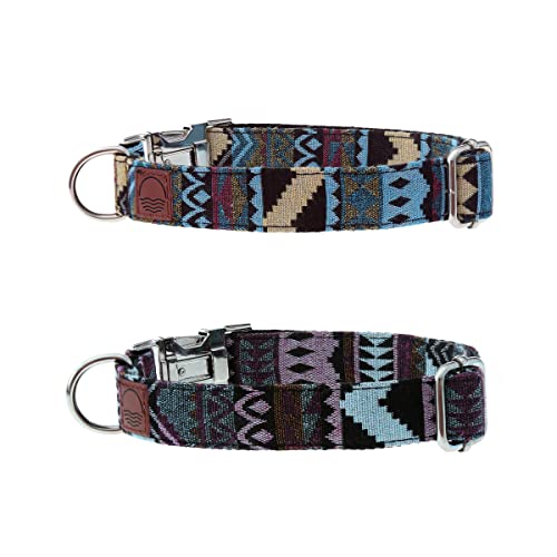 Made by Nami Boho - Juego de 2 collares de nailon para perros grandes y pequeños - Ajustable con cierre de metal - Transpirable y ligero - Premium Dog Collares (XS (22-32 cm)