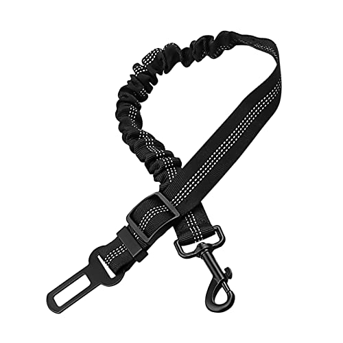 Cinturón de Seguridad para Perro, Reflectantes Ajustable Correa de Perro Nylon de Coche con Elástico para Perros y Gatos de Todos los Tamaños (Negro)