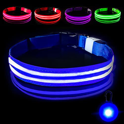 Collar Luminoso Perro de Mascota, 3 Modos Collar Luz Perro con Recargable y Impermeable, Ajustable Collares LED para Perros Pequeños/Medianos/Grandes