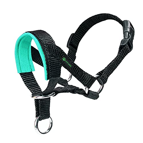 ILEPARK Cuello De Cabeza para Perros con Tela Acolchada, Cabestro de Cabeza para Perros, Regolabile Herramienta de Entrenamiento (S,Verde)