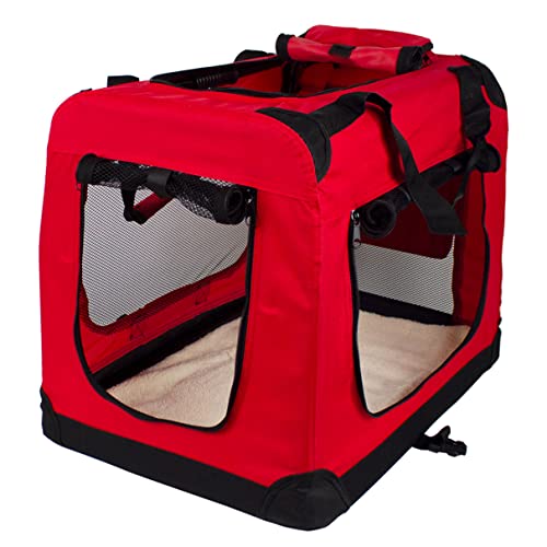 Mobiclinic, Transportín para Mascotas (Perros, Gatos, Conejos, Hurones, Chinchillas), Balú, Talla L, Bolsa de Transporte para Viajes, con Asas, Transpirable, Plegable, 70x52,5x50 cm, Rojo