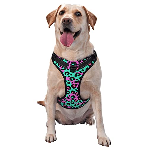 HABXNJF Arnés para perro, arnés reflectante ajustable con estampado de leopardo y cebra, chaleco para mascotas para perros pequeños, medianos y grandes