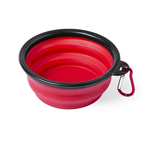 Comedero Plegable para Perros, Bowl para Alimentar Mascotas, Cuenco Plegable para Perros y Gatos, tazón Fuente alimentación para Perros, Bebedero portátil (Rojo)