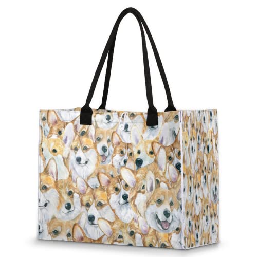 Bolsa de playa para mujeres y niñas, perro animal grande, bolsa de playa, a prueba de arena, bolsa de hombro reutilizable, bolsa de compras con asa, Multicolor, Talla única