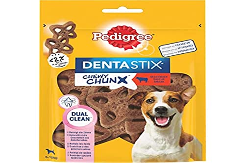 Pedigree Dentastix Chewy Chunx - Bocas para Masticar de Carne de Buey para Perros pequeños/medianos (5 x 68 g)