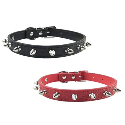 Newtensina 2 Piezas Conjunto de Collar de Perro Cool Collar de Cachorro Punk Grano de cocodrilo Pinchos Collar de Cachorro para Perros