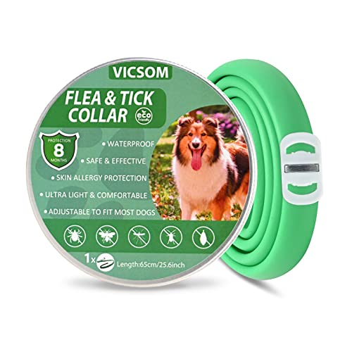 Collares Antiparasitario para Perros, Collar Antipulgas Perros, Collar de Pulgas y Garrapatas para Perro Impermeable Regulable, Válido 8 Meses para Perros de Todos los Tamaños Blanco