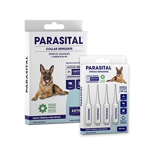 PARASITAL® Pack Collar Antiparasitario Perros Grandes + Pipeta Perros Grandes | Pack contra los parásitos externos en Mascotas | Ingredientes Activos Naturales – Anti pulgas y garrapatas