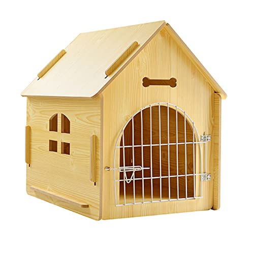 YHWD Casa De Grande Interior, Caja De Madera Perros Ventana Abrible Caseta De Perros, Casa De Al Aire Libre para Perros PequeñOs Gatos,Original Wood,L