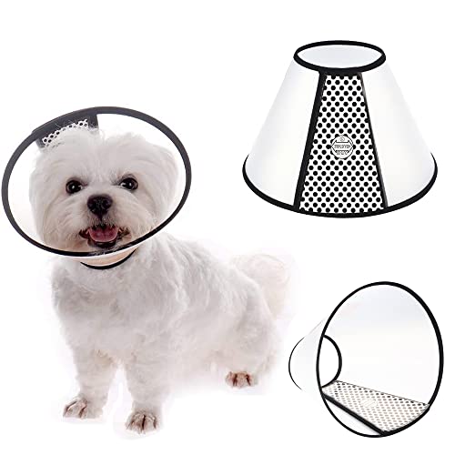 XUBX 2 Piezas Collarín para Mascotas, Conos de Recuperación para Mascotas, Collarines para Curar Heridas, Collar Isabelino Plástico Protector Anti-Mordida, Ajustable Collar para Perros y Gatos