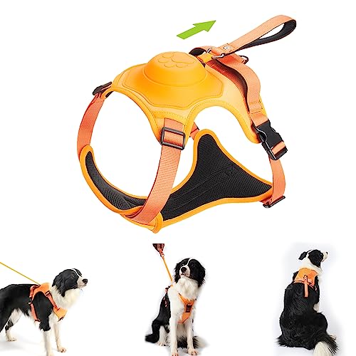 Lurowo Arnés para perro, arnés de tracción retráctil mejorado para perros, transpirable y duradero, arnés para perro, mediano, grande, naranja, XL)