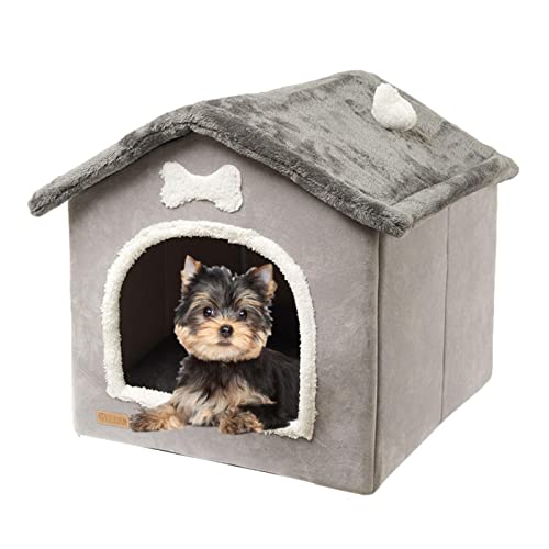 Casa de Perro Interior | Alfombrilla Plegable para Cama de caseta de Perro | Casa para Mascotas para Perros pequeños, medianos y Grandes, Gatos, Nido de Gato cálido para Invierno, Cueva para Shenbo