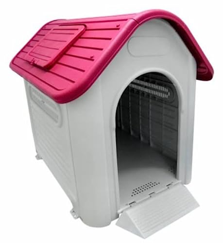 CASETA para Perros Fabricada EN PLÁSTICO DE Calidad, con Puerta Y Ventana DE TEJADO SEGÚN Modelo Medidas (26291 - 73 x 66 x 69 cms - tejado Verde)