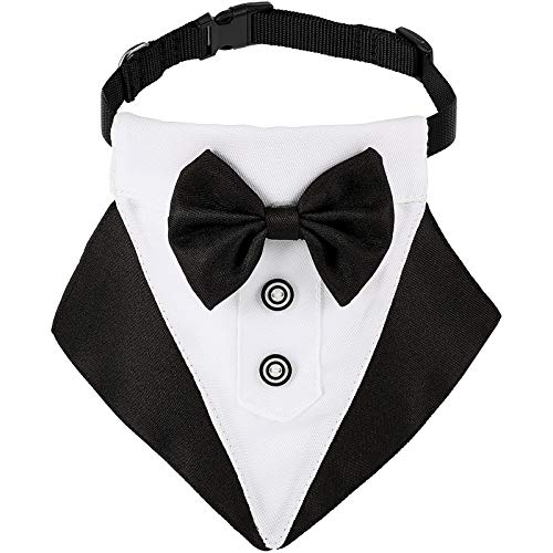 Bandana de Esmoquin Formal de Perro Bandana de Boda de Perros Collar de Perro con Diseños de Pajarita y Corbata Collar Negro Ajustable Pajarita de Esmoquin Formal de Perro (Negro)