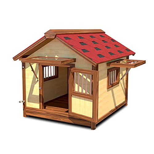 JHKGY Caseta De Madera para Perros De La Perrera Al Aire Libre,Casa para Perros Extra Grande con Puerta para Uso En Interiores Y Exteriores,para Cualquier Perro O Gato,Fácil De Limpiar,XXL