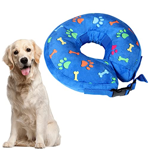 ANWA Collar inflable para perro, collar de recuperación de gato, collar inflable de protección para mascotas, recuperación ajustable, collar de cono de perro para perros y gatos grandes