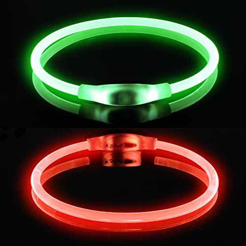 Collar Luz Perro, BiPawTi LED Collar Luminoso Perro USB Recargable Impermeable, Collar Luces Perro de Mascota Ajustable con 4 Modos de Luz, Seguro para Perros Pequeños, Medianos y Grandes por la Noche