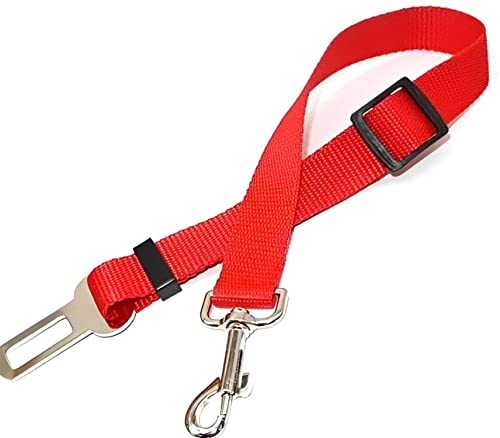 Cinturón de Seguridad Varicolor Rojo Extra Largo, Correa Perro extencible para Arnes Perro Mediano, Accesorios para Perros, Ajustable Universal Cinturon Perro Coche, Accesorios para Coche. Comodo